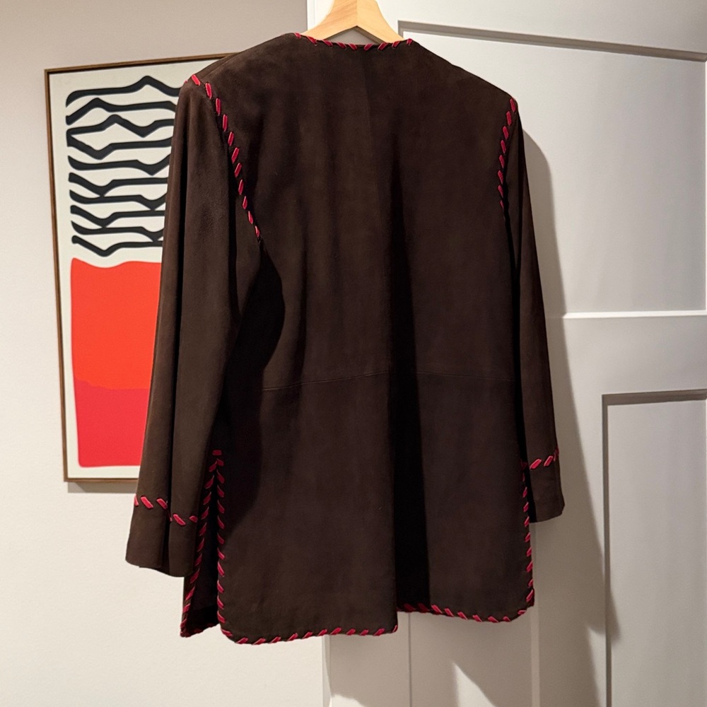 Vintage Yves saint Laurent rive gauche suede jacket with red trim. Size Unkown - Picture 7 of 8